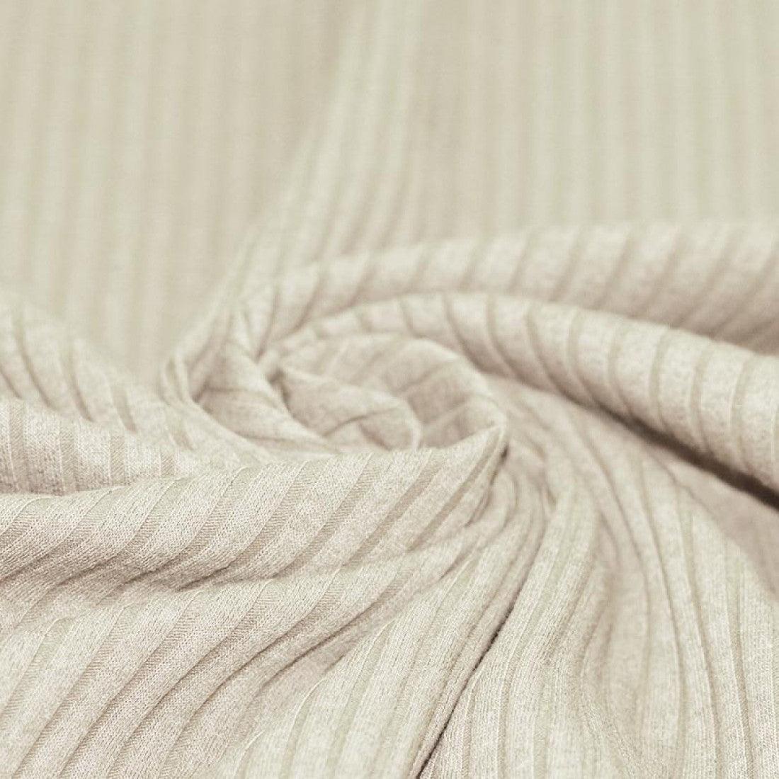 Wide Drop Needle Jersey Fabric - Natural Beige